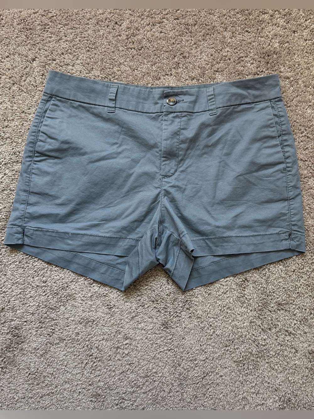 Old Navy Chino Shorts Womens Sz 12 Gray Twill 35 Waist 3.5 Inseam Stretch Preppy